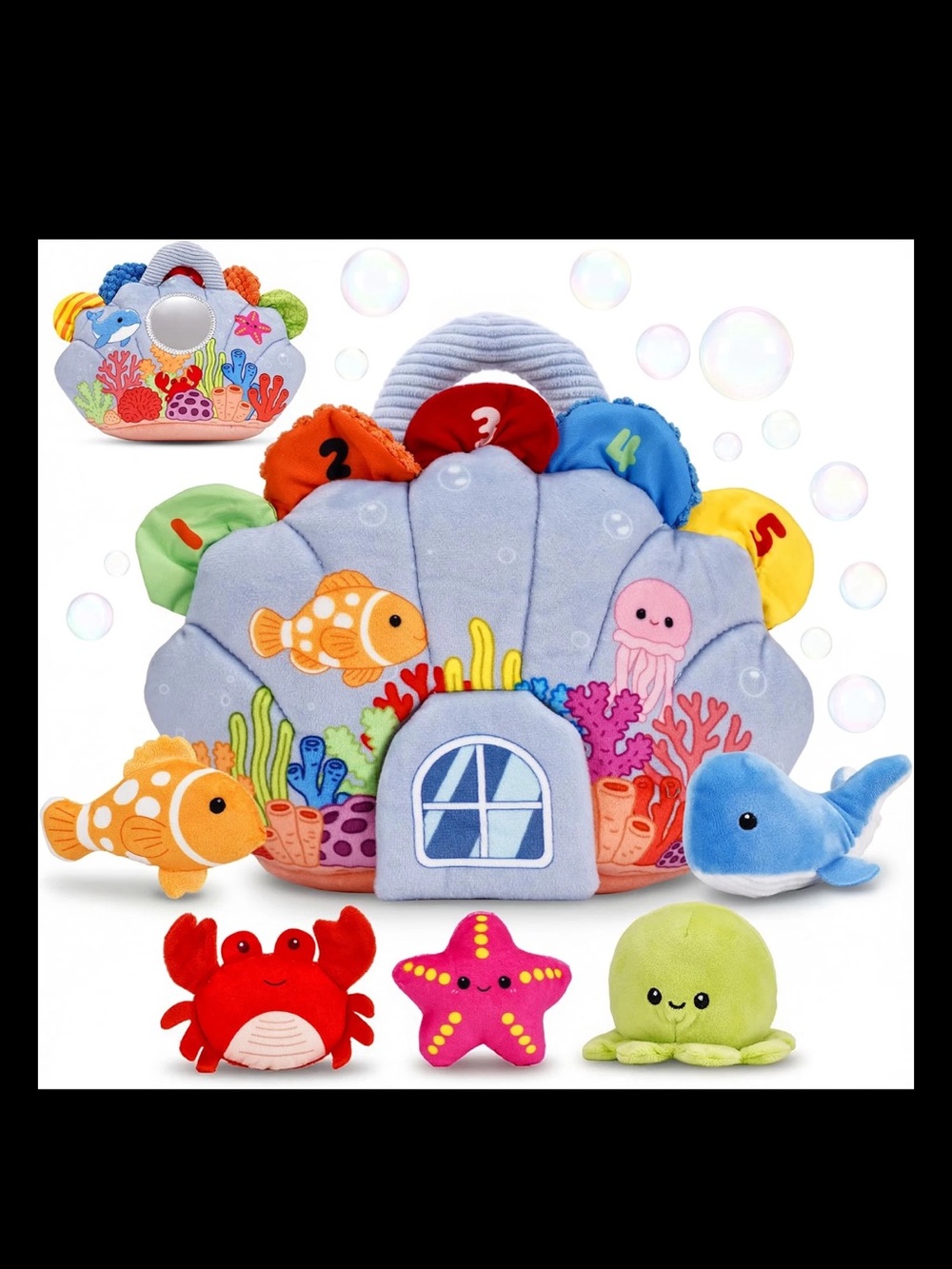 Soft Plush Ocean Animal Sensory Toys-Newborn Baby Birthday Gift 0-12 Months